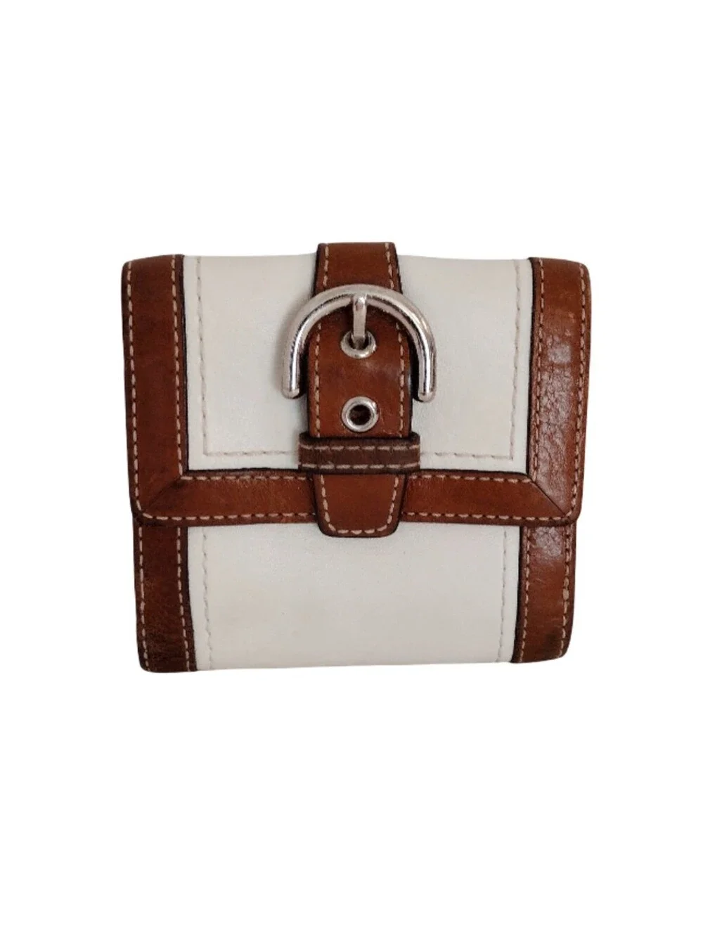 Vintage Y2K COACH Soho Flap Leather Wallet Two Tone Buckle Boho Chic